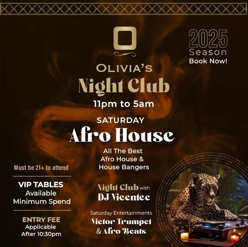 Saturday afro house at Olivia's Club